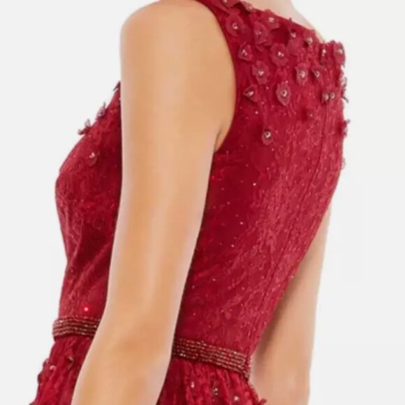 MAC DUGGAL 67710 FLORAL APPLIQUE RUFFLED TIERED SLEEVELESS V-NECK GOWN sz 8 - Picture 5 of 8